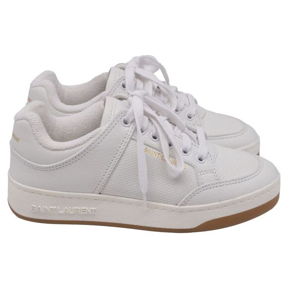 SAINT LAURENT Shoes - Saint Laurent SL/61 Low-Top Sneakers in White Leather